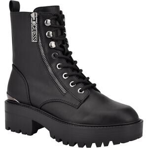 Guess Women Fearne Chunky Platform Combat Boots Size US 8.5M Black Faux Leather